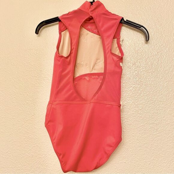 WEISSMAN Dance Costume solo custom coral hot pink custom Leotard MT11612 IC 7/8 - Picture 5 of 11